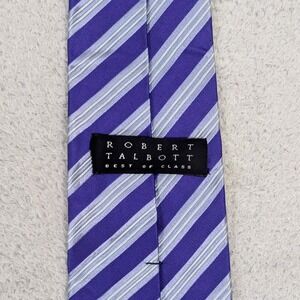 Robert Talbott Best of Class 100% Silk Necktie Purple Silver Stripes~Wide